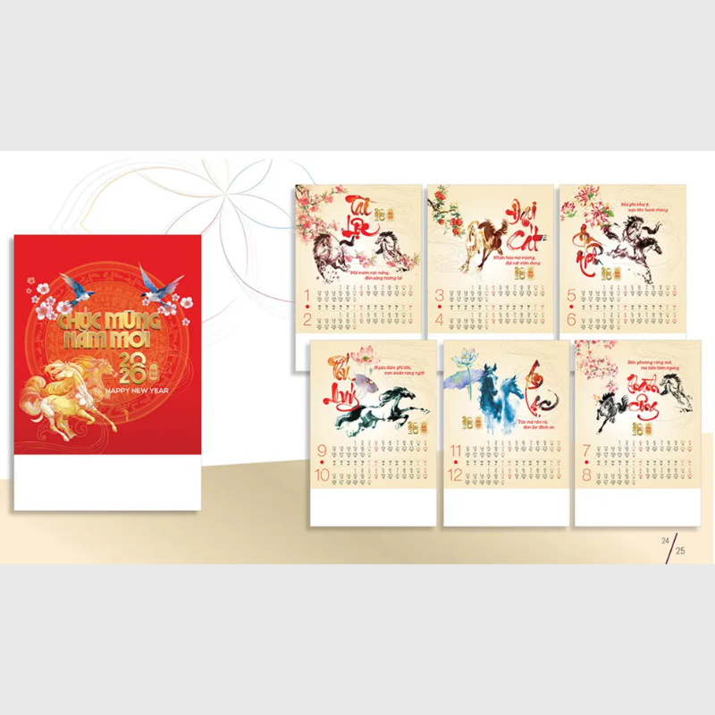 Lịch Tết treo tường Thiên mã đại cát